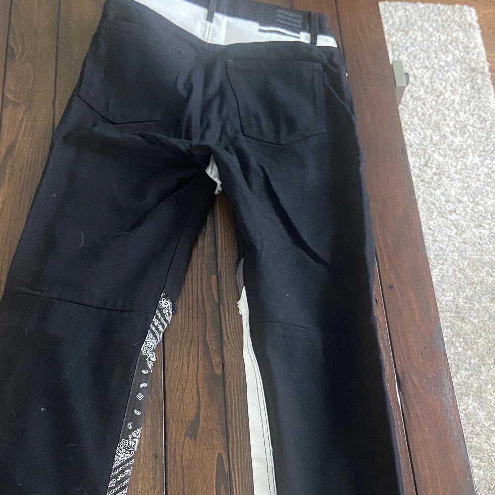 Revice Denim Bandana Patch Black & White Relaxed Fit Pants Women's Size-26 - Picture 7 of 12